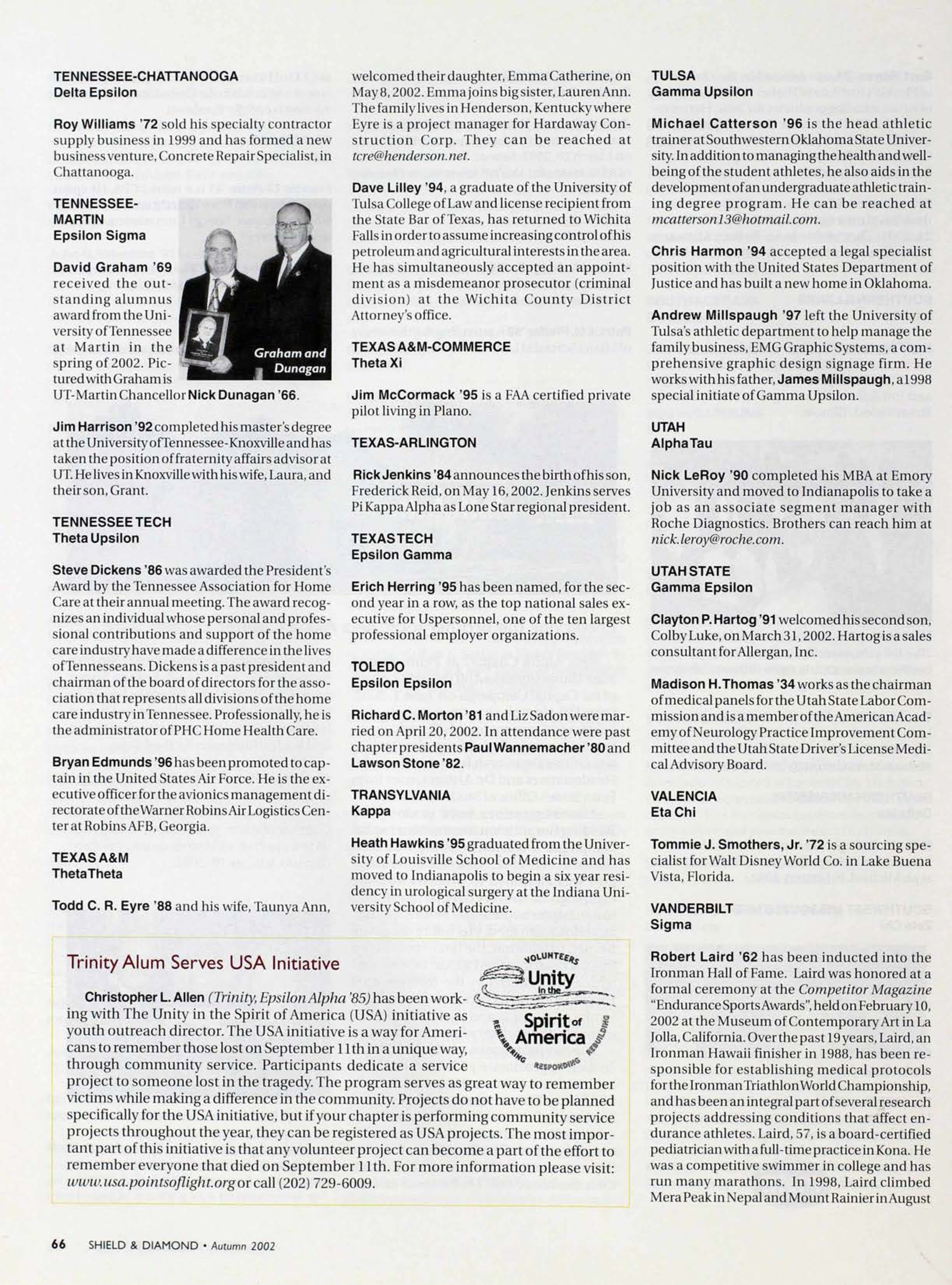 Trinity Alum Serves USA Initiative